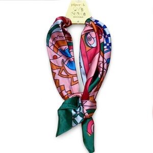 Piper K Vibrant Scarf with Pink and Green